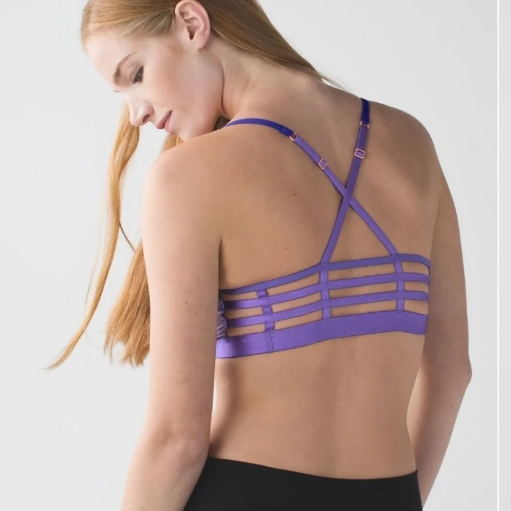 Lululemon Shala Bra open strappy cage bra purple pink size 4 - Picture 1 of 5